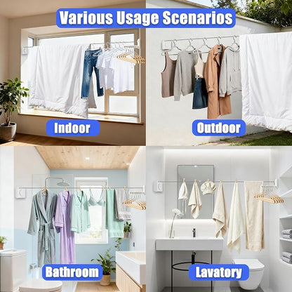 Retractable Clothesline Indoor & Outdoor, 17.4 Ft Non-Sagging Laundry Washing - Image 5