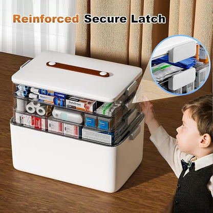 funest 4- Tier Medicine Storage Box Organizer Portable First Aid kit Box Sewing - Image 6