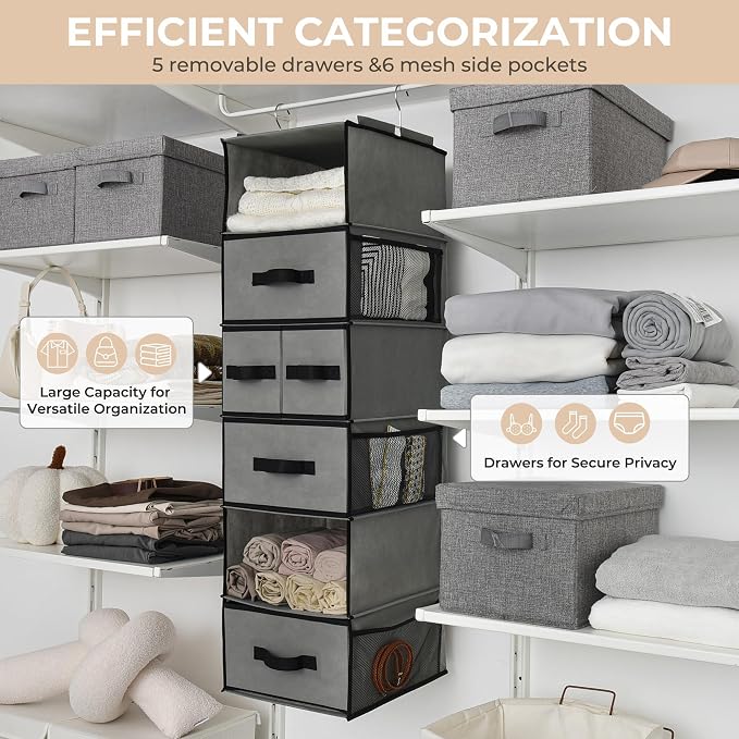 GRANNY SAYS Hanging Closet Organizer 6 Shelves, Closet Organizers and Storage - Image 5