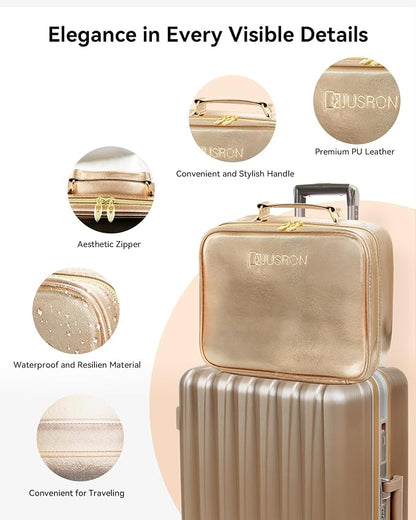 JUSRON Travel Makeup Bag With LED Mirror, Cosmetic Train Case with Light up - Image 8