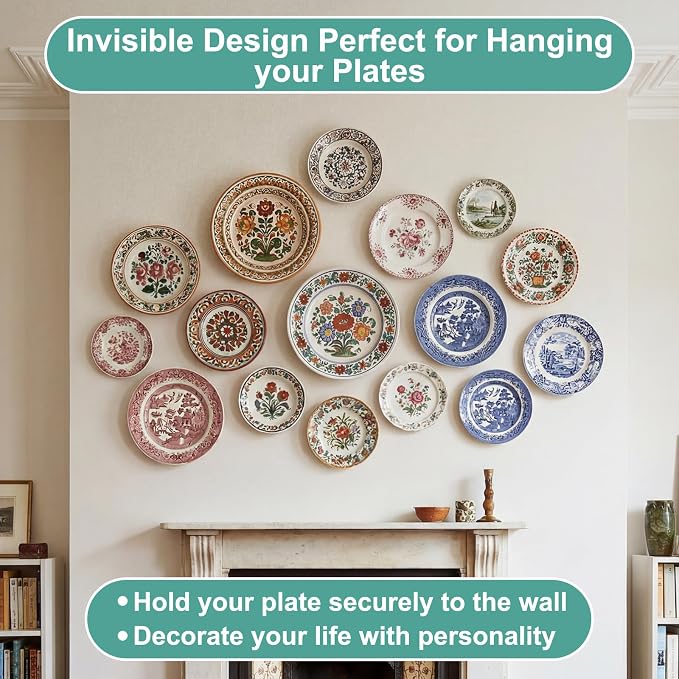 Hotop 12 Pieces Plate Hangers for Wall Stainless Steel Wire Invisible Heavy - Image 6