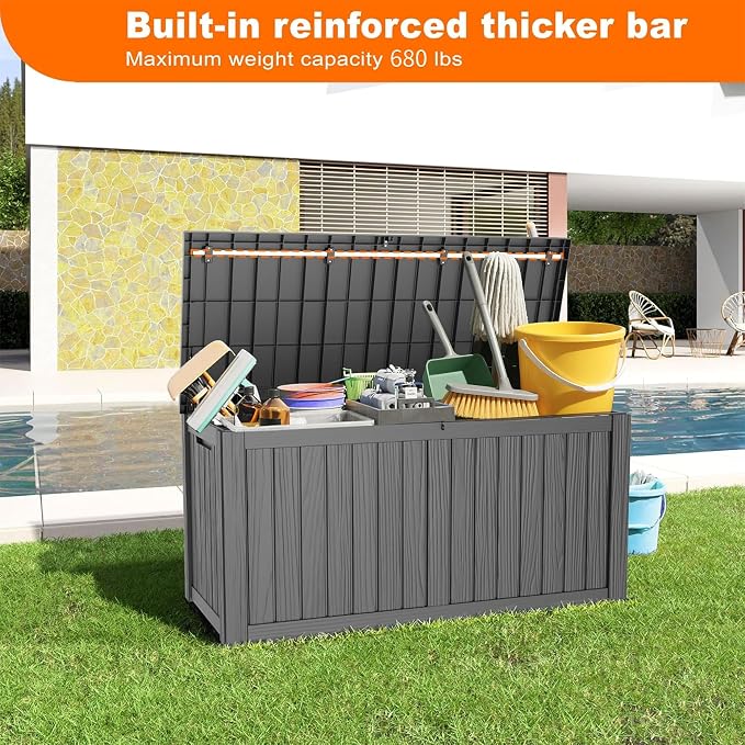 180 Gallon Resin Deck Box, Lockable Patio Outdoor Storage Box - Image 2