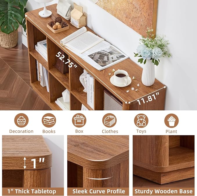 8 Cube Storage Book Shelf, Floor Standing Wooden Cubby Bookcase - Image 3