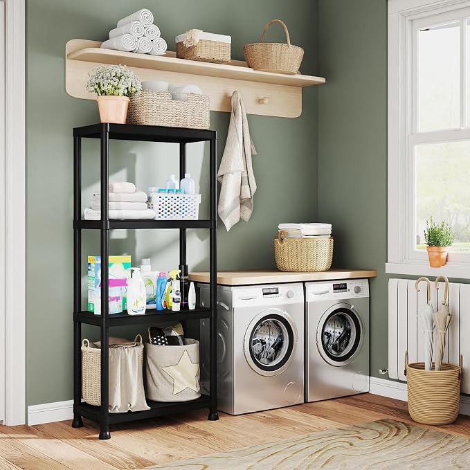 Plastic Storage Shelves, 4-Tier Shelving Unit, Storage Rack, 264 lbs, Garage & - Image 2