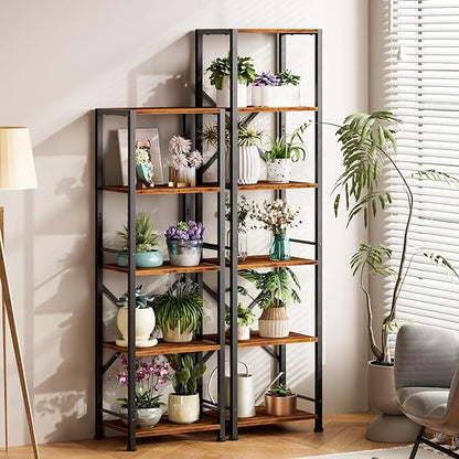 Furologee 6 Tier Bookshelf, Tall Narrow Bookcase, Rustic Brown | 59.6'' Tall - Image 5