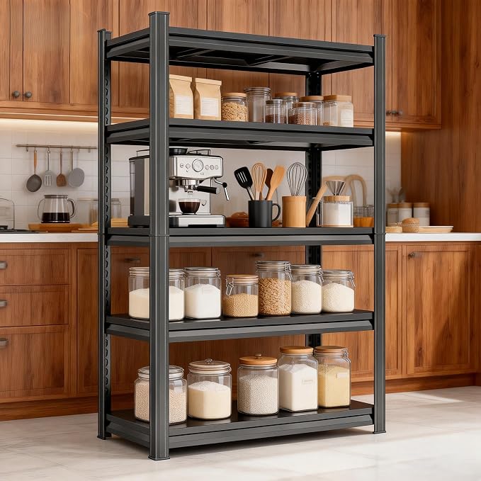 5-Tier Pot Rack Adjustable Kitchen Shelf Heat Resistant 40" W x 72" H Metal by BezunyHeavyDutyShelving