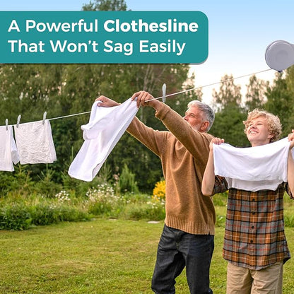 JS HANGER Retractable Clothesline Outdoor Indoor Laundry Line - 49 FT / 15M - Image 2