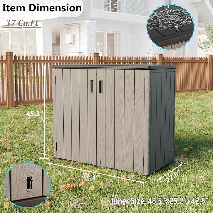 HOMSPARK 37 Cu.Ft Outdoor Storage Shed Weather Resistant - Image 3