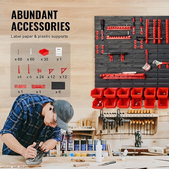 VEVOR Wall Mounted Storage Rack System, 30-Bin Parts Rack Organizer - Image 5