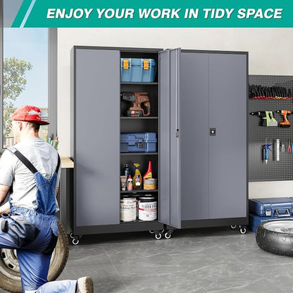 SISESOL 75" Tall Metal Storage Cabinet - Image 3