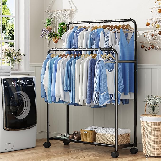 Simple Trending Clothing Clothes Rack Double Rods - Image 7