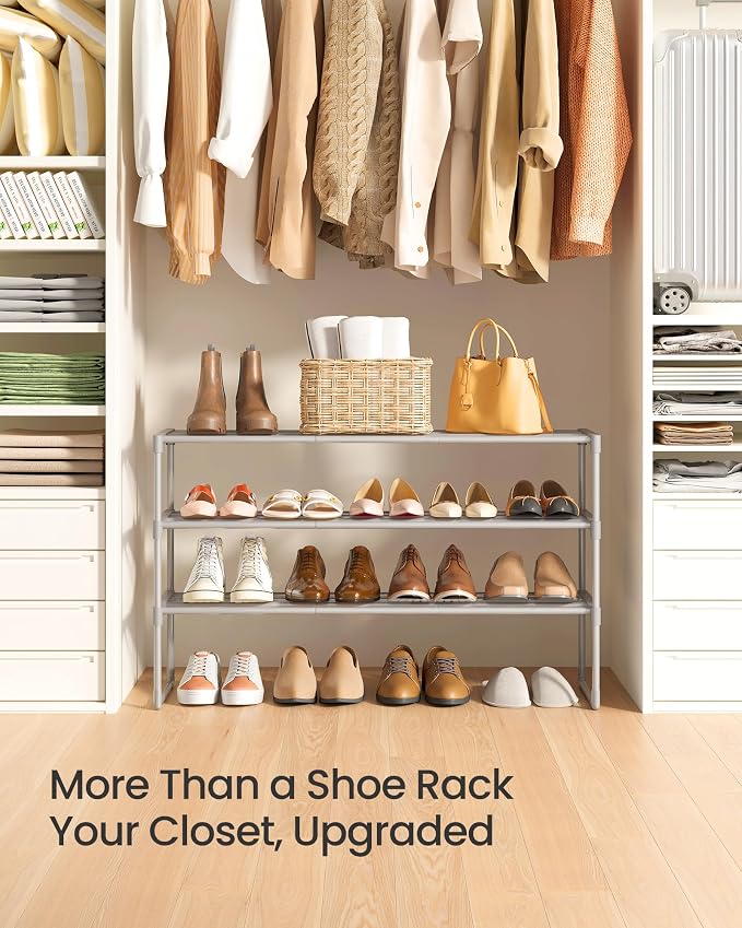 SONGMICS Shoe Rack, 3-Tier Shoe Organizer, Metal Storage Shelf, Upright or - Image 8