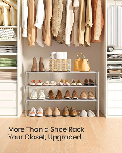 SONGMICS Shoe Rack, 3-Tier Shoe Organizer, Metal Storage Shelf, Upright or - Image 8