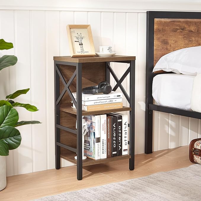 Small Bookshelf, 3 Tier Industrial Bookcase - Image 4