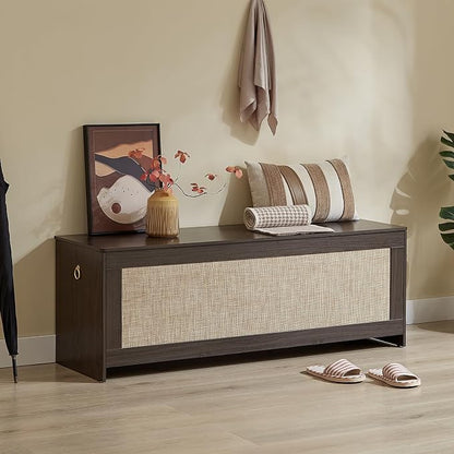 51.2" Storage Chest, Obsidian Black | Extra Large, Rattan Storage Bench - Image 2