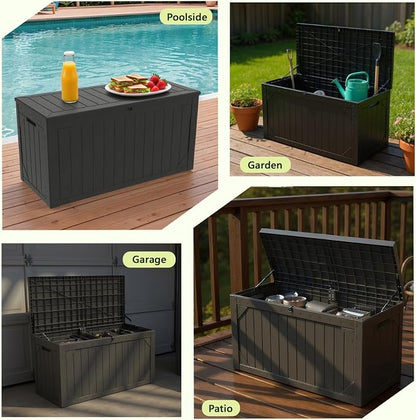 TARKARI 100 Gallon Lockable Resin Deck Box, Waterproof & UV-Resistant Outdoor - Image 7