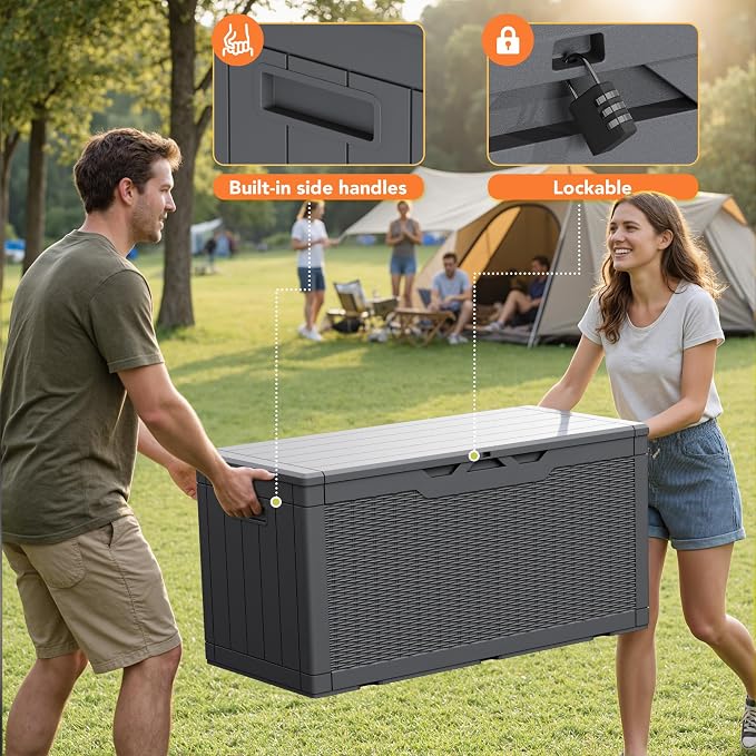 105 Gallon Deck Box Outdoor Indoor Waterproof Storage Box - Image 5