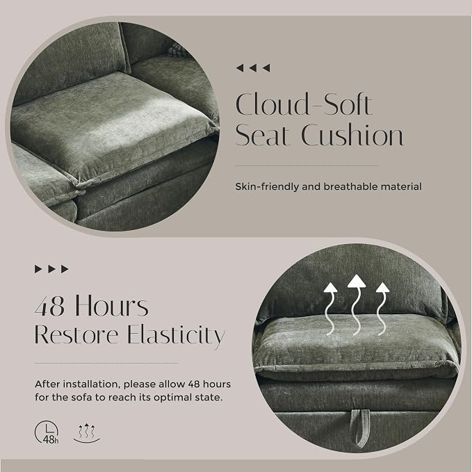 88.98" Sectional Couches for Living Room, Cloud Couch Sectional - Image 8