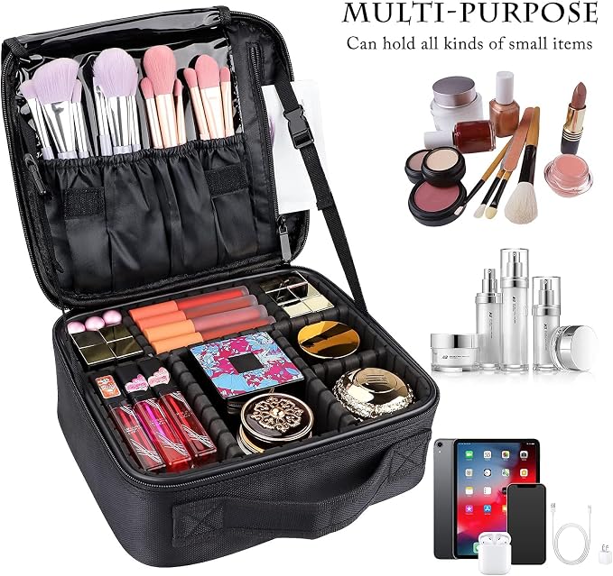 JOURMON Travel Makeup Bag, Large Capacity Cosmetic Train Case - Image 3