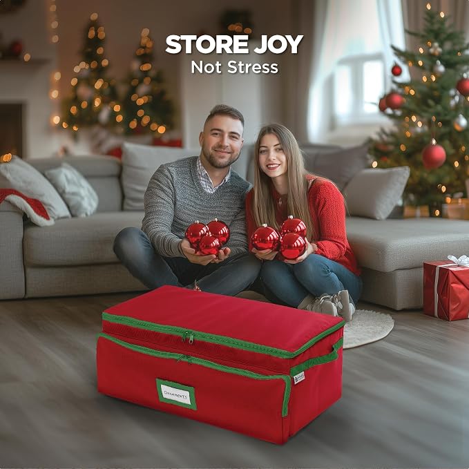 Premium Christmas Ornament Storage Box – Holds up to 72-3” Ornaments + 6 Side - Image 2