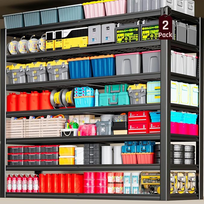 7-Tier Heavy Duty Garage Shelving Units, Steel Shelf, Large Storage Rack by SKZNSA