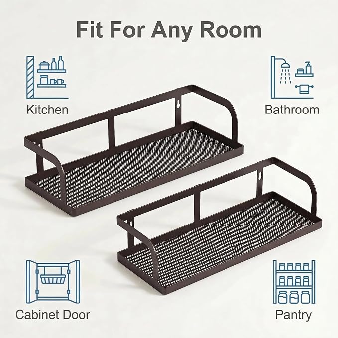 PUSDON 2-Pack 16.5" Extra Long Slim Hollowout Shower Caddy, Wall Mount Spice - Image 6