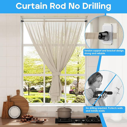 MEXAU 2Pack Spring Tension Curtain Rod 28-41 inch Black Small Tension Rod | - Image 2
