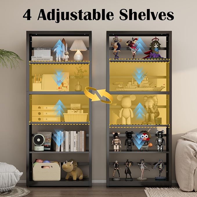 Industrial Bookshelf, 5 Tier Bookcase, Home Office Bookcase Shelf Storage - Image 5