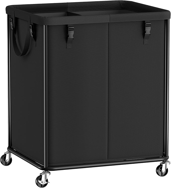 SONGMICS Laundry Basket with Wheels, Rolling Laundry Hamper with Steel Frame by Unknown