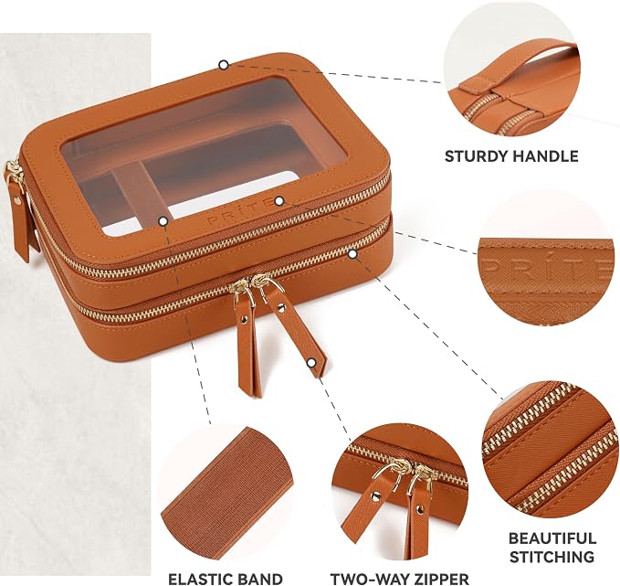 Prite Large Clear Makeup Bag Double Layer Makeup Bag - Image 4