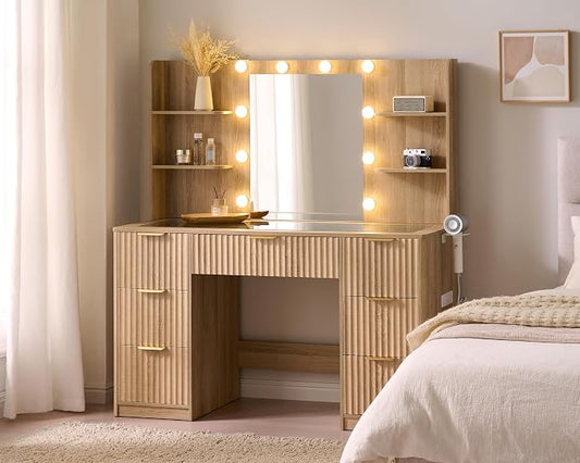 AMERLIFE 47.2" Fluted Vanity Desk by AMERLIFE