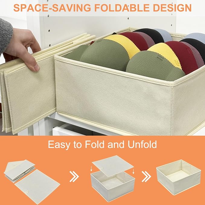 Clothes Organizer, Storage Drawer, 12 Piece Fabric Drawer Organizer Foldable - Image 8