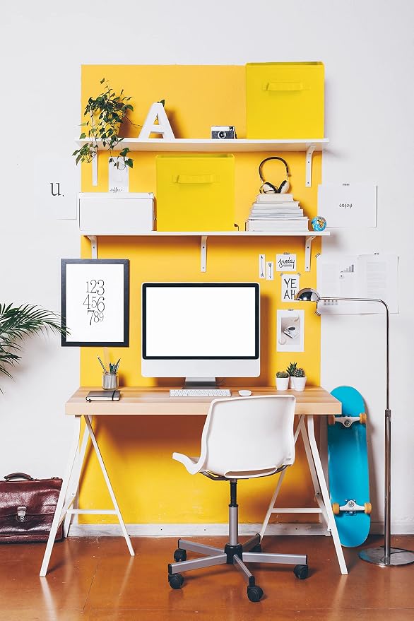 Simple Houseware Foldable Cube Storage Bins, 11-Inch Yellow - Image 7