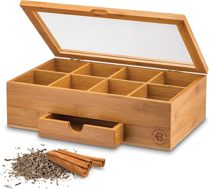 Bamboo Tea Bag Organizer Box - Image 9