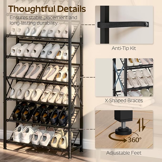 YATINEY 8-Tier Tall Shoes Rack, Slim Shoe Organizer - Image 6