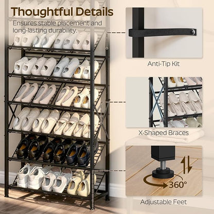 YATINEY 8-Tier Tall Shoes Rack, Slim Shoe Organizer - Image 6