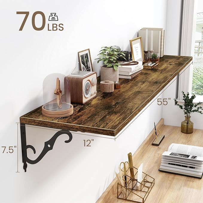 Fun Memories 55 Inch Floating Shelves, Long Floating Shelves Wall-Mounted - Image 3