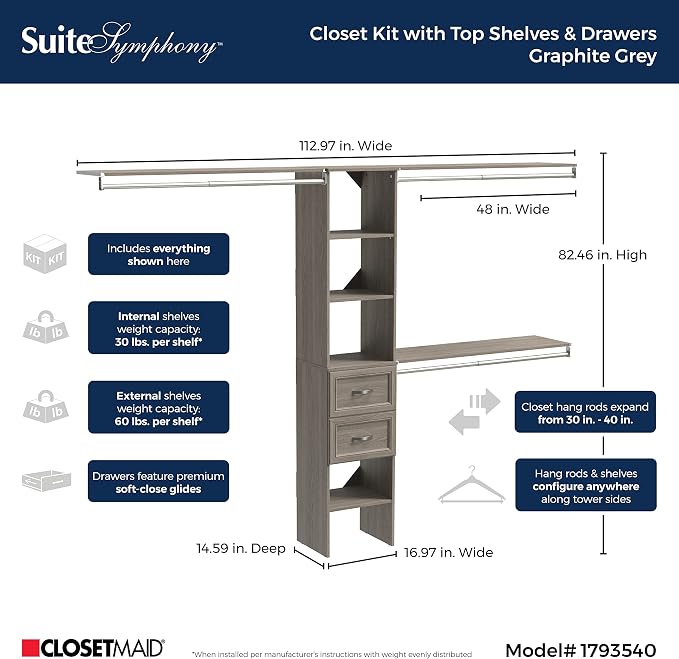 ClosetMaid SuiteSymphony Wood Closet Organizer Kit - Image 3