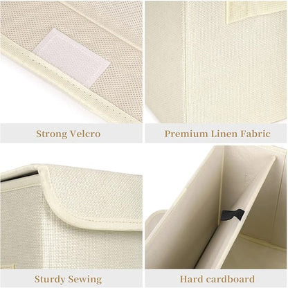 Large 22 Quart Linen Fabric Foldable Storage Bin Cube Organizer Basket - Image 5