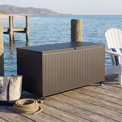 Outdoor Storage Box with Wheels 250 Gallon, Metal Deck Boxes Waterproof - Image 8