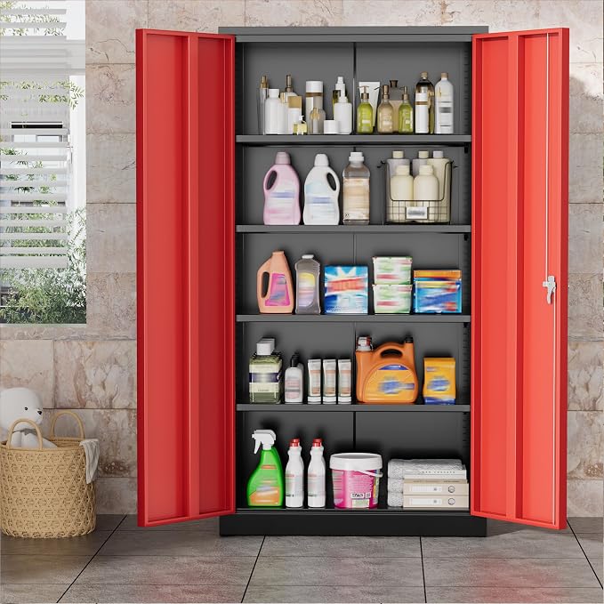 Greenvelly Metal Garage Storage Cabinet, Tall Cabinets - Image 9