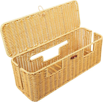 Longer Cable Management Box, 16In Handwoven Cord Management Box by SEEKELEGANT