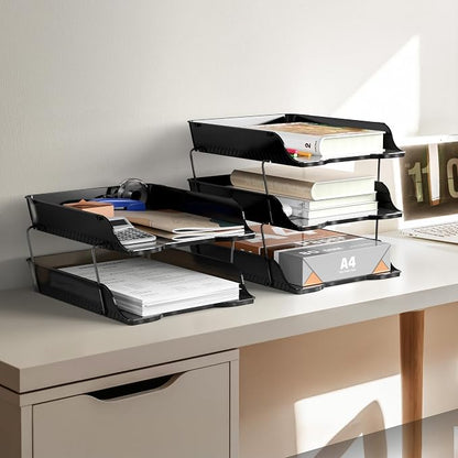 Simple Houseware 2-Tier Stackable Letter Tray Organizer – Desktop File Holder - Image 4