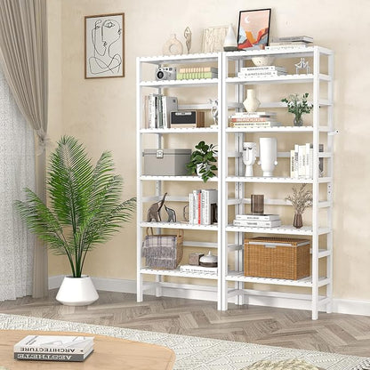 Homykic 6-Tier Bamboo Bookshelves and Bookcases, Adjustable 63.4”Tall Shallow - Image 4