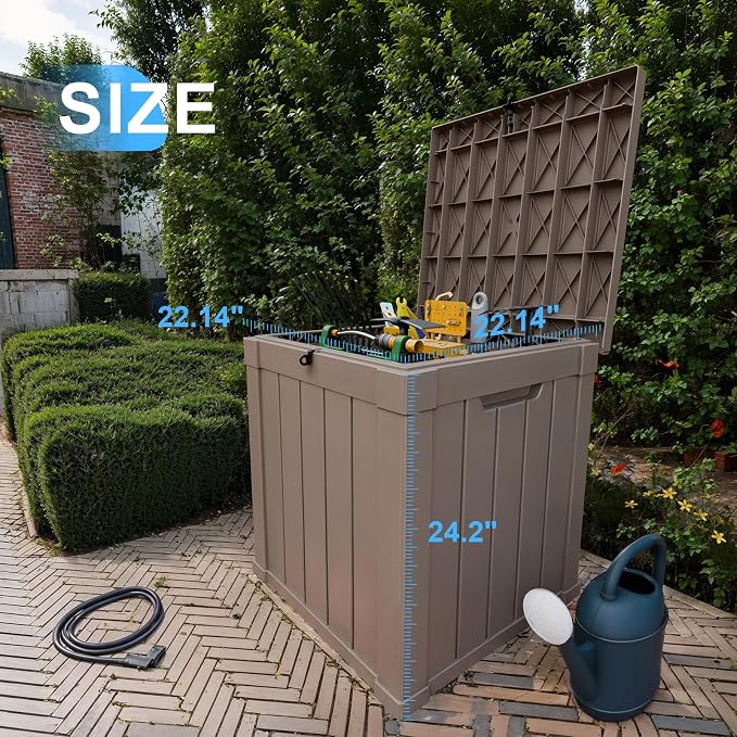 50 Gallon Resin Deck Box, Lockable Outdoor Storage Box - Image 2