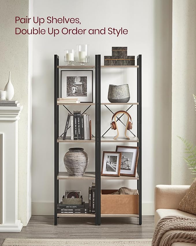 VASAGLE 5-Tier Bookshelf, Bookcase - Image 4
