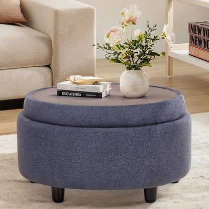 COLAMY Fabric Round Storage Ottoman by COLAMYHOME