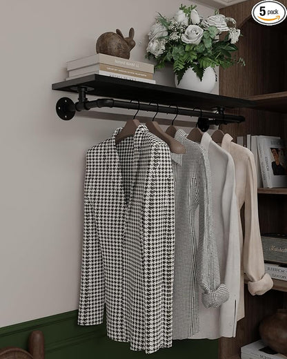 Black Clothes Rack 36in, Wall Mounted Garment Rack by INDUSTRIALSHELVESDESIGN