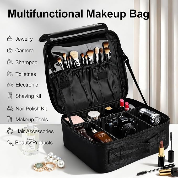 Greenfeather Travel Makeup Bag, Professional Cosmetic Train Case Organizer - Image 5