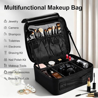 Greenfeather Travel Makeup Bag, Professional Cosmetic Train Case Organizer - Image 5